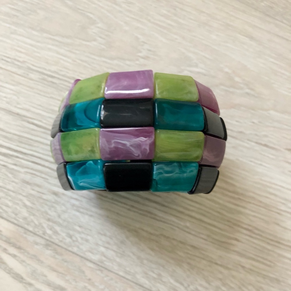 Colorful Beaded Stones Stretch Statement Bracelet - Picture 7 of 15